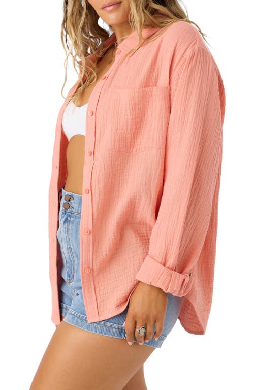 O'neill Leni Oversize Cotton Gauze Button-up Shirt In Canyon Clay