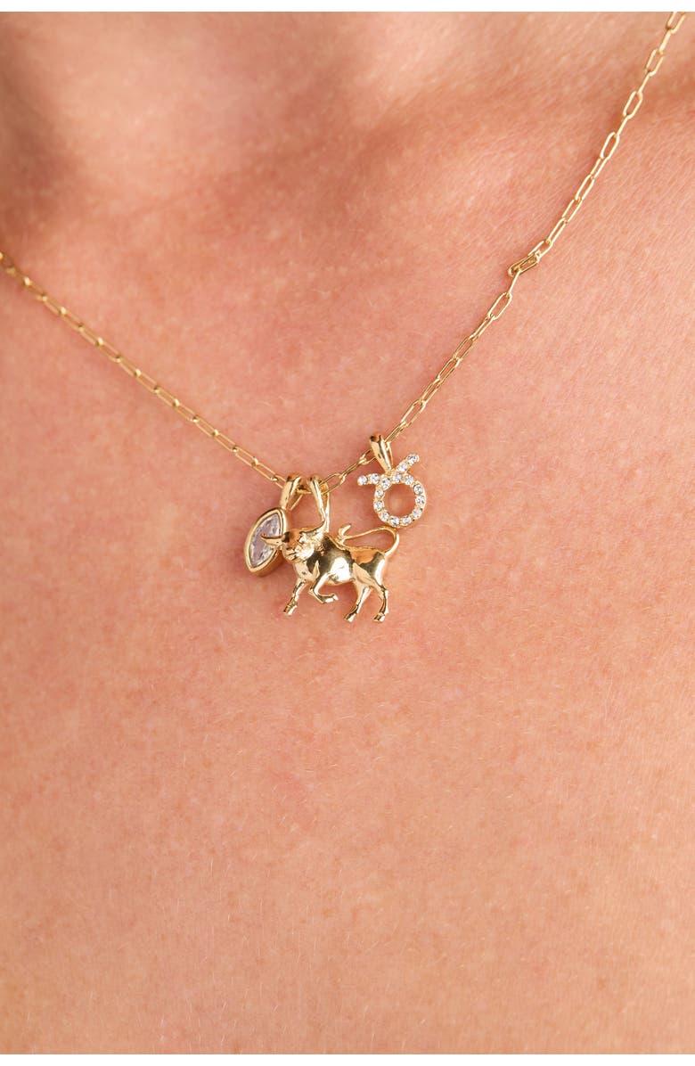 Alex and Ani Taurus Zodiac Charm Cluster Necklace, Alternate, color, Gold