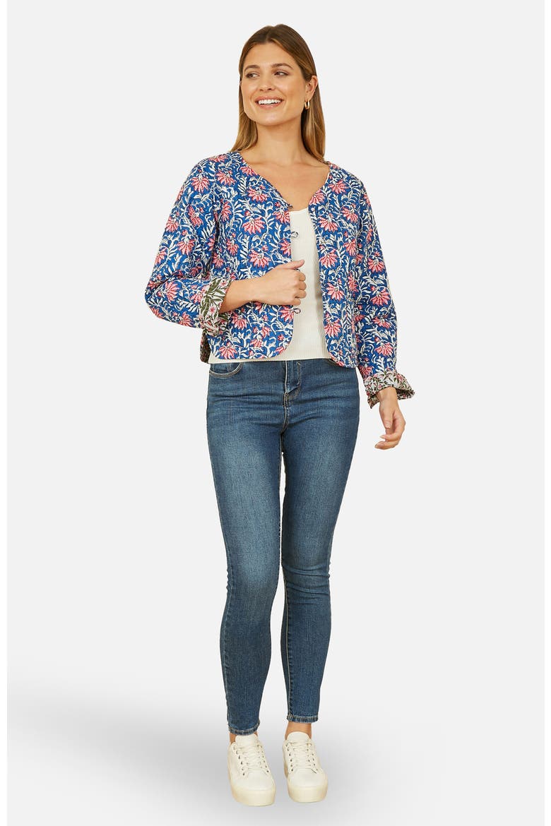 Reversible Floral Quilted Jacket, Alternate, color, Blue/Green