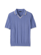 Paul Fredrick Cotton Crochet V-neck Polo