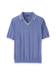 Paul Fredrick Cotton Crochet V-neck Polo