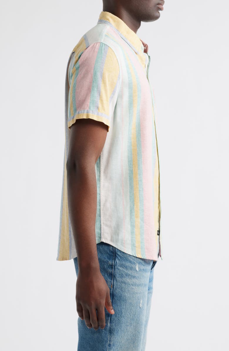 Rails Carson Stripe Short Sleeve Stretch Linen Blend Button-Up Shirt, Alternate, color, 
