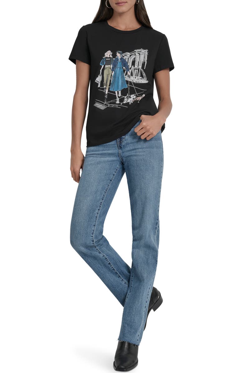 DKNY Met Museum Conversational Graphic T-Shirt, Alternate, color, Black