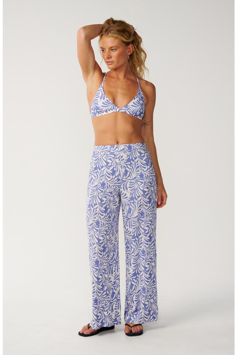 Party Wave Floral Wide Leg Beach Pants, Alternate, color, WHITE/ BLUE