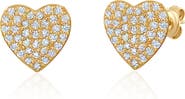 Crislu Pavé Cubic Zirconia Heart Stud Earrings