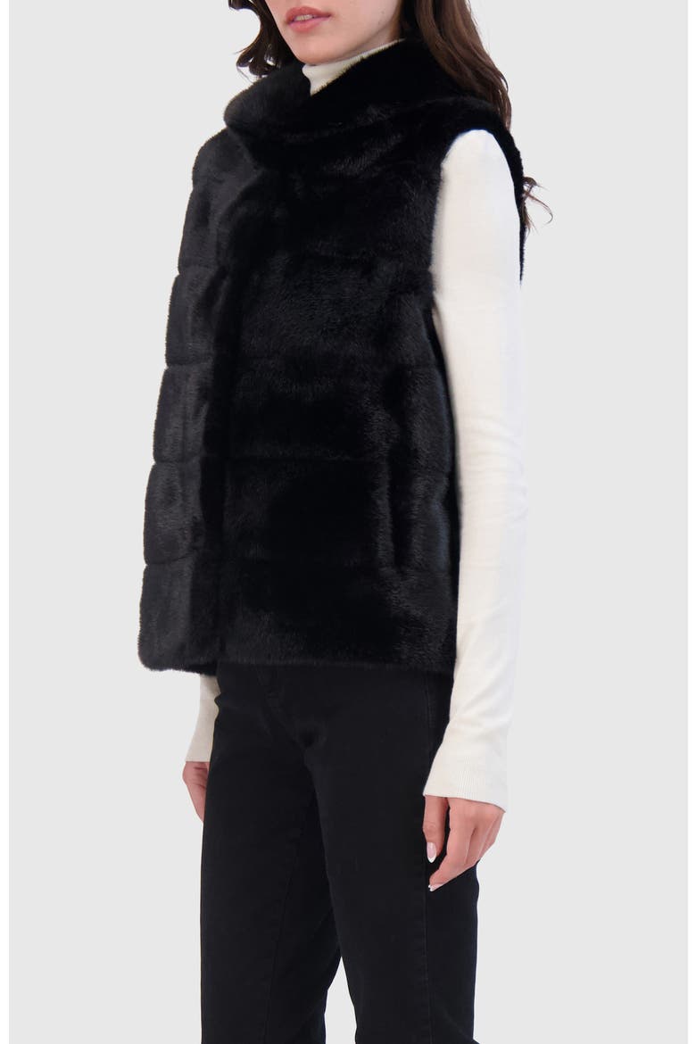 Fur-Free Mink Faux Fur Vest, Alternate, color, BLACK
