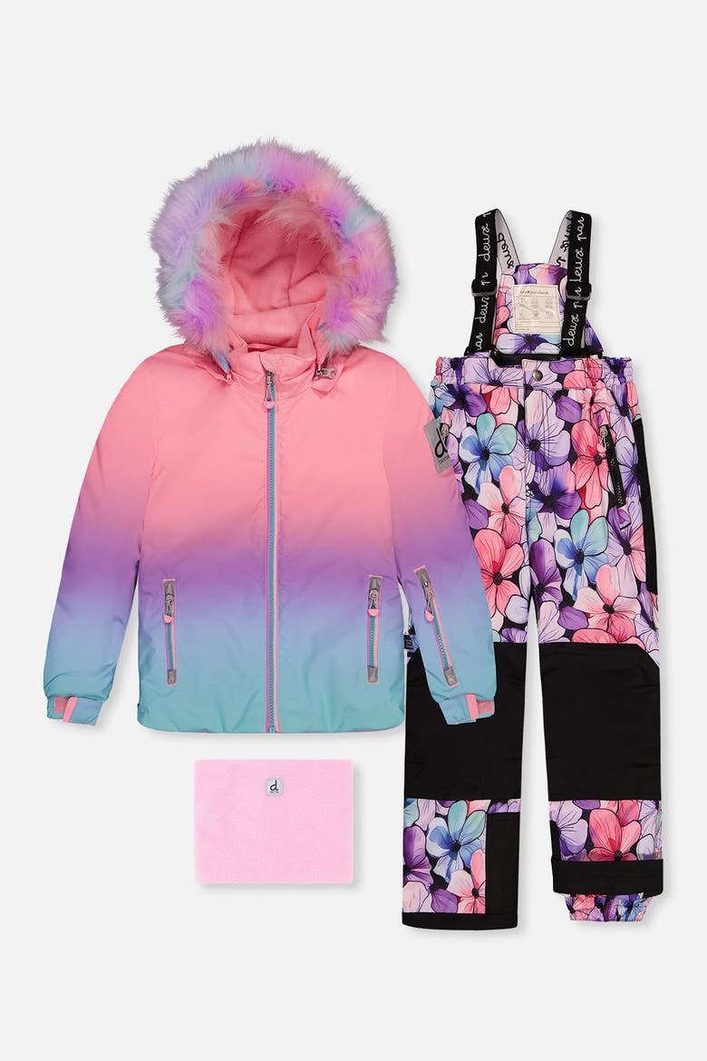 Play Gradient Jacket & Floral Pants Two Piece Snowsuit, Main, color, Gradient