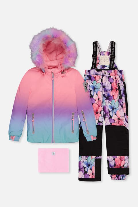 Play Gradient Jacket & Floral Pants Two Piece Snowsuit