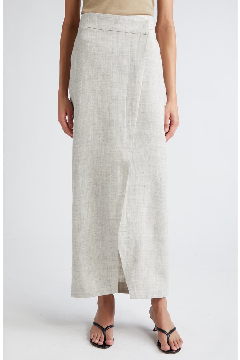 Overlap Asymmetric Slub Maxi Skirt, Main, color, STONE MELANGE