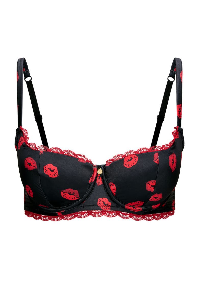 Elsie Contour Balconette Bra, Alternate, color, Novelty black