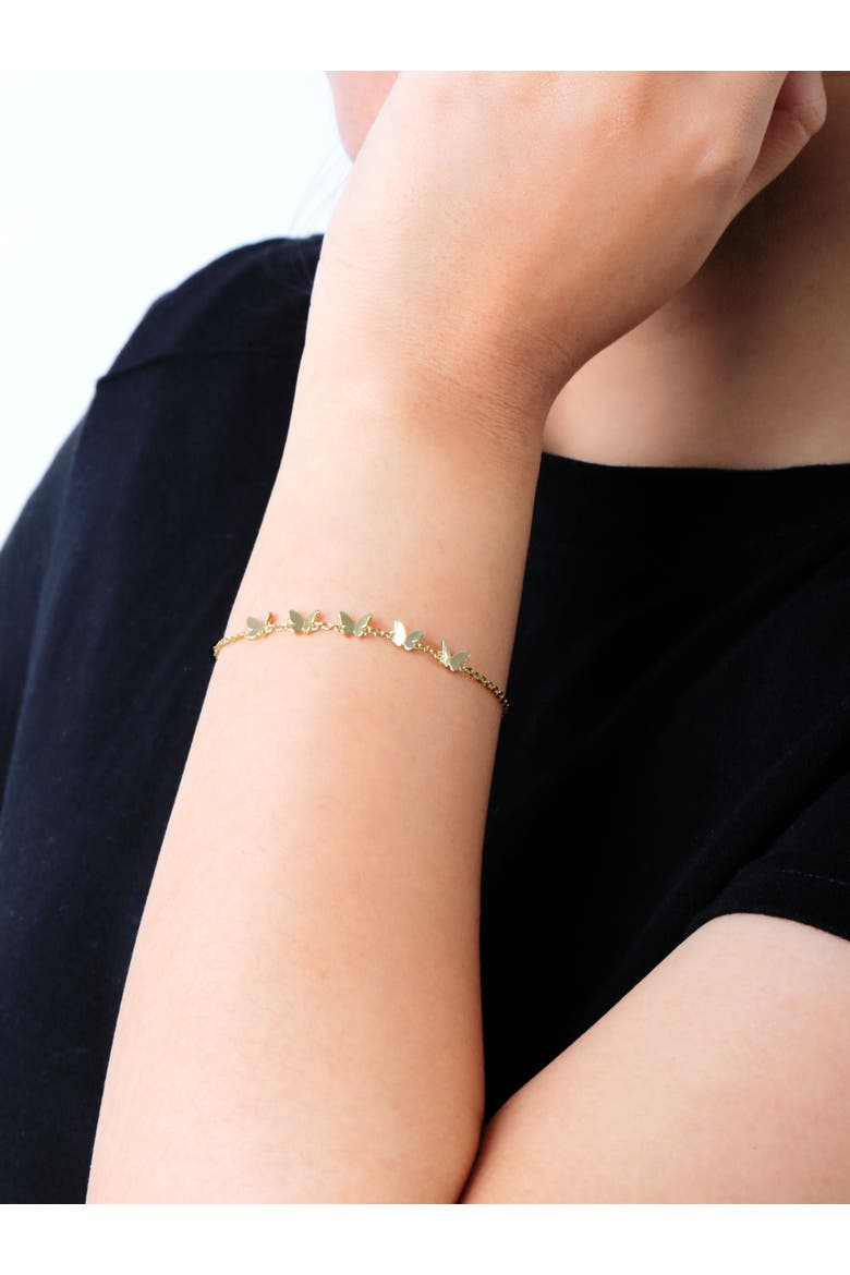 Butterfly Chain Bracelet in 14K Gold, Alternate, color, Yellow Gold