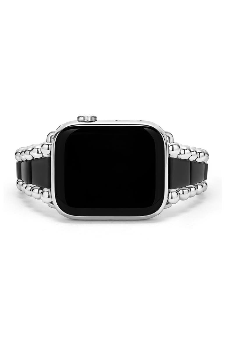 Men's Smart Caviar Matte Black Ceramic & Stainless Steel Apple Watch® Watchband, Alternate, color, BLACK