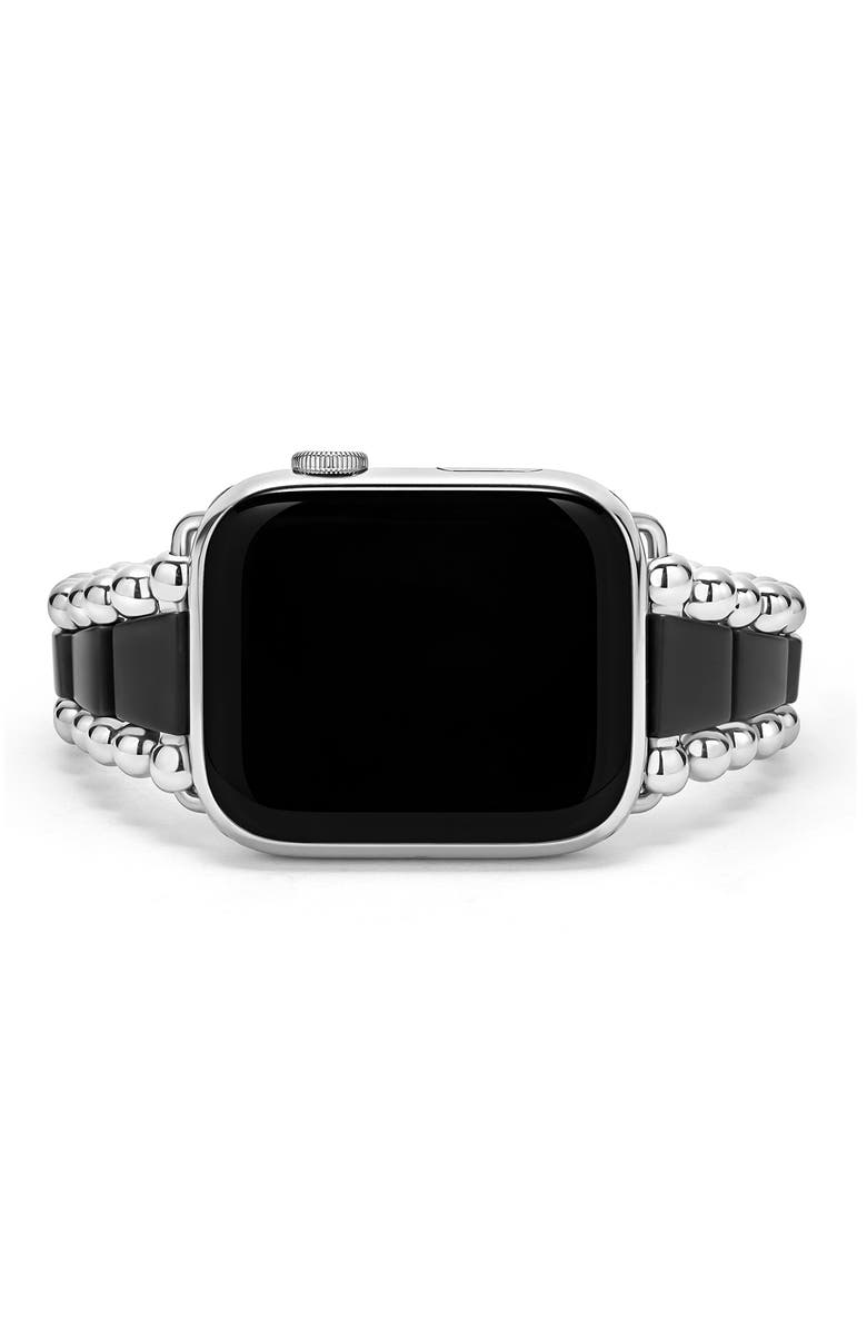 LAGOS Men's Smart Caviar Matte Black Ceramic & Stainless Steel Apple Watch<sup>®</sup> Watchband, Alternate, color, Black