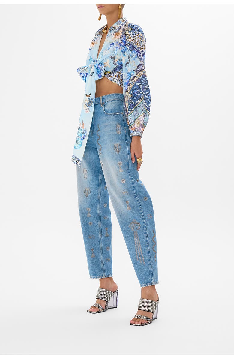 Camilla CROPPED WRAP SHIRT AL MANIAL PALACE MEMOIRS, Alternate, color, 