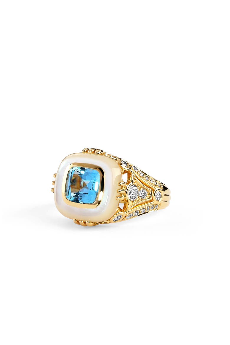 Blue Topaz Pearl Ring, Main, color, Blue Topaz