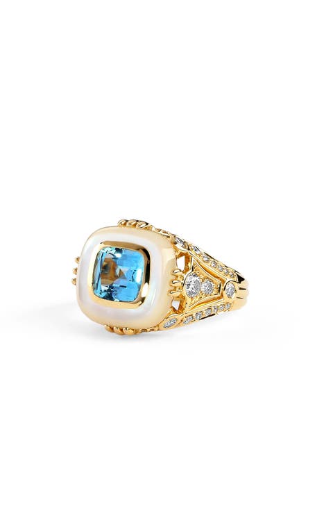 Blue Topaz Pearl Ring