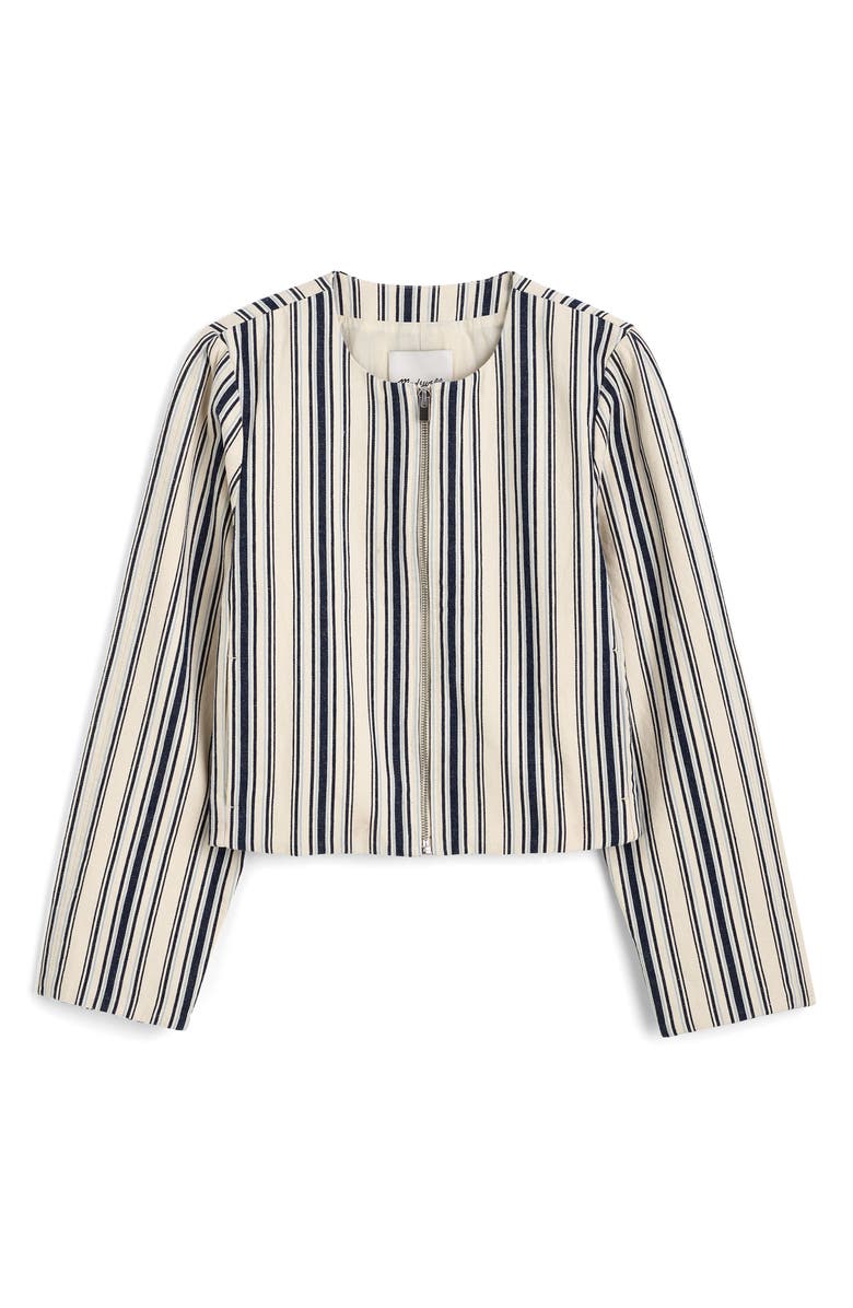 Madewell Stripe Crop Cotton & Linen Jacket, Alternate, color, Vintage Ivory