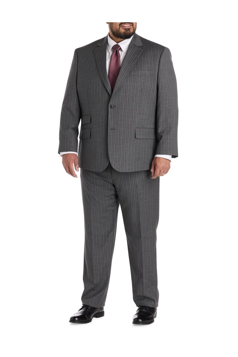Big & Tall Jacket Relaxer Pinstripe Suit Jacket, Alternate, color, GREY