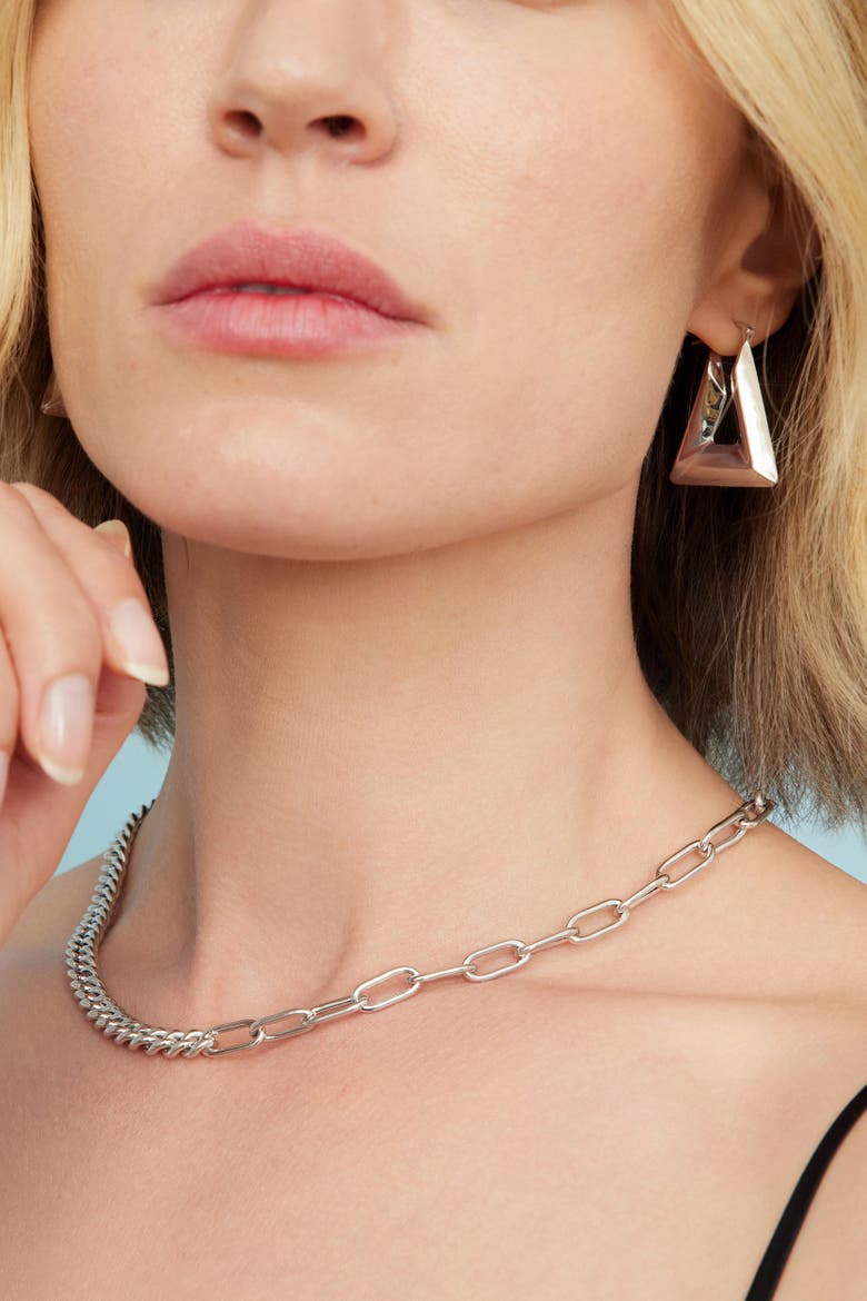 Sterling Silver Peak Hoops, Alternate, color, Silver