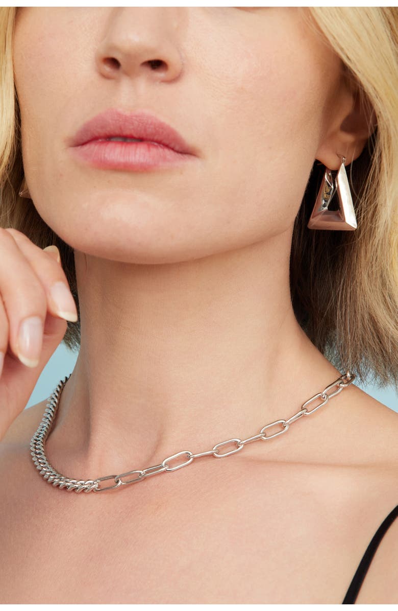 Oradina Sterling Silver Peak Hoops, Alternate, color, Silver