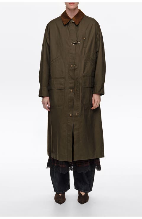 Maxi Waxed Trench Coat