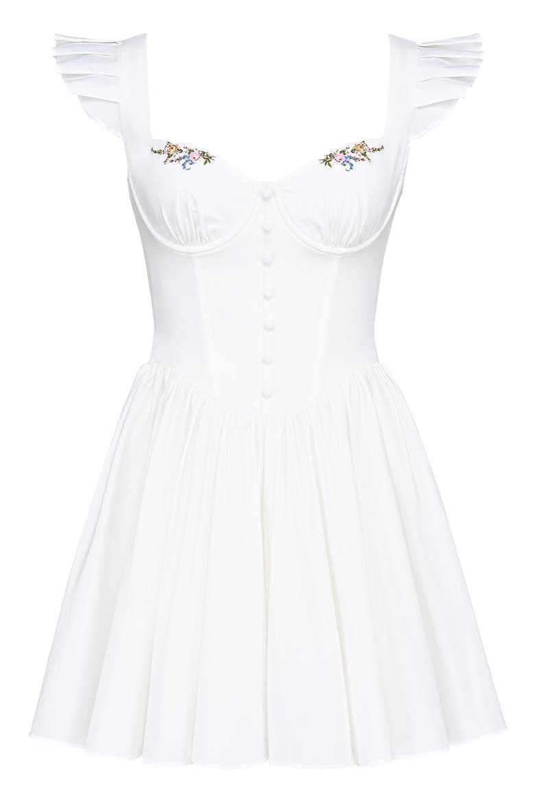 Sisi Embroidered Stretch Cotton Minidress, Alternate, color, CLOUD DANCER