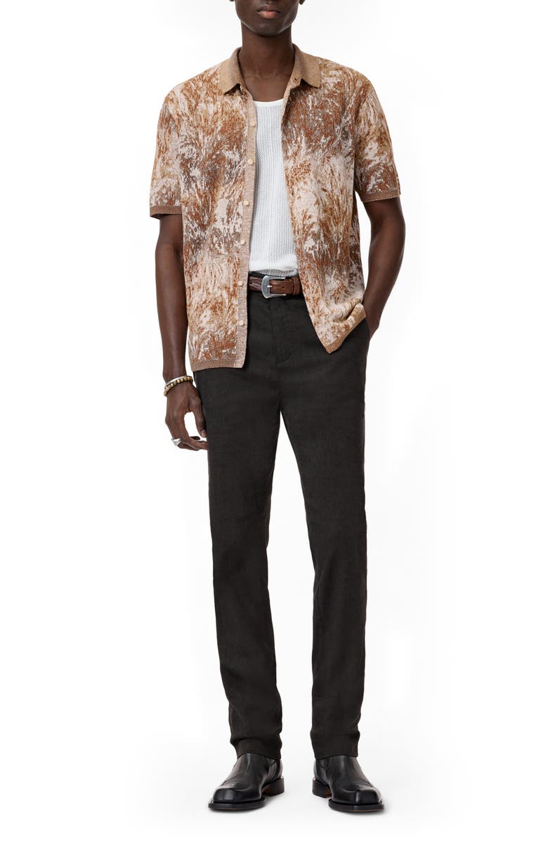 John Varvatos Demonte Short Sleeve Cardigan, Alternate, color, Fossil Grey