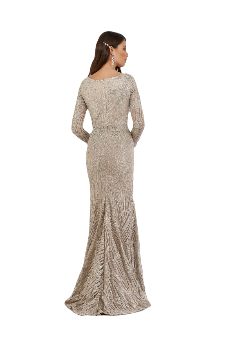 LARA New York Long Sleeves Lace Mermaid Gown, Alternate, color, Grey