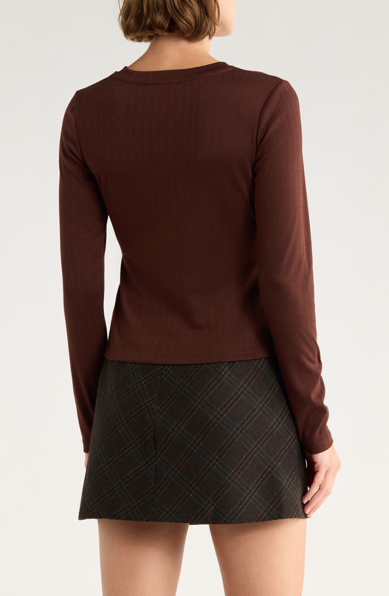 Elodie Pointelle Stitch Button-Up Top, Alternate, color, Chocolate