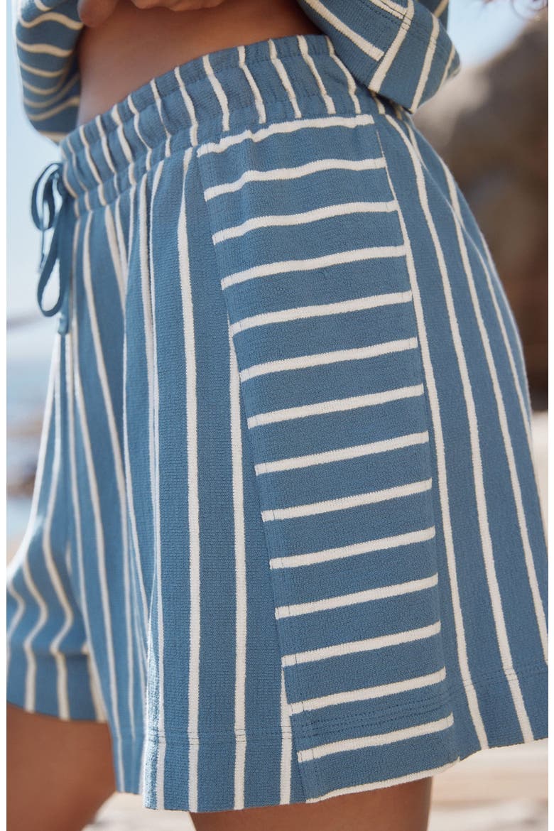 Stripe Cotton Terry Cloth Shorts, Alternate, color, WHITE