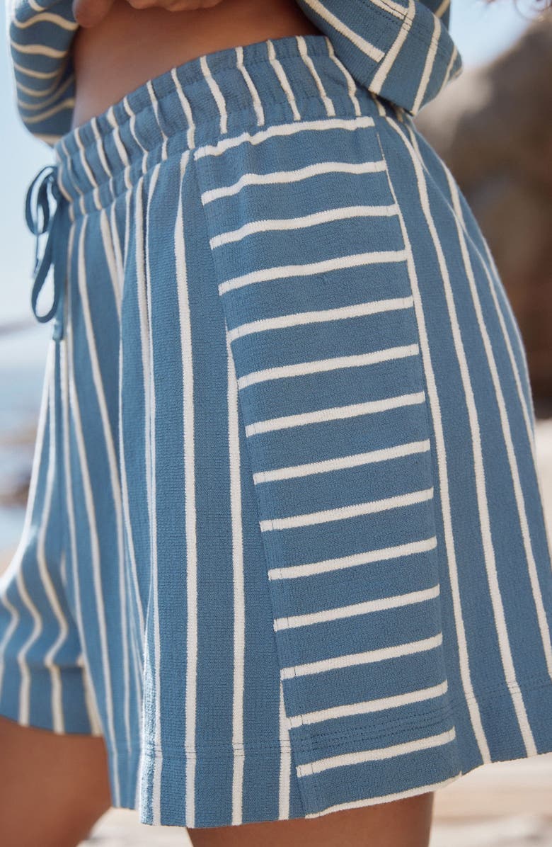 NEXT Stripe Cotton Terry Cloth Shorts, Alternate, color, White