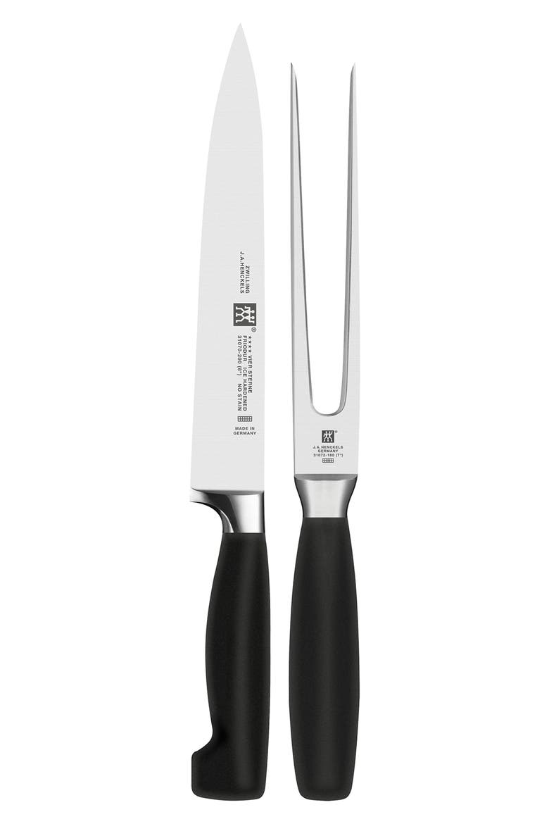 Four Star Two-Piece Carving Set, Main, color, BLACK