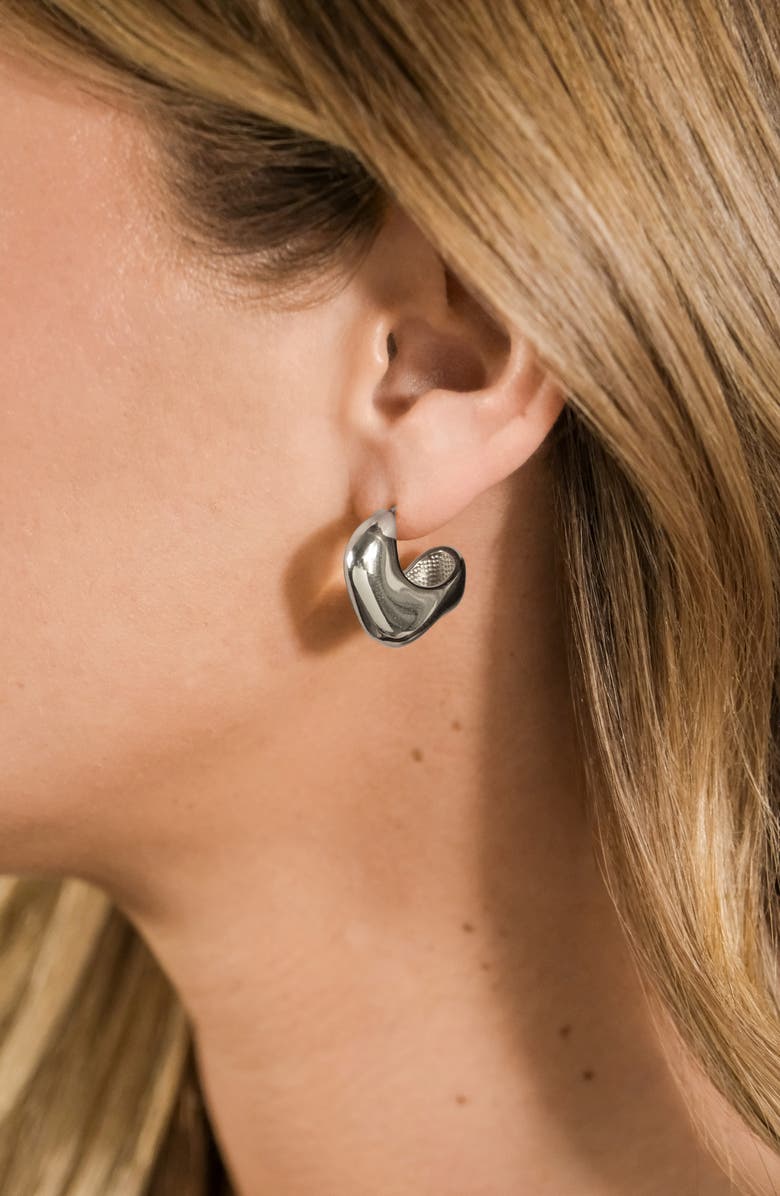 Sterling Forever Demi Chunky Molten Hoop Earrings, Alternate, color, Silver