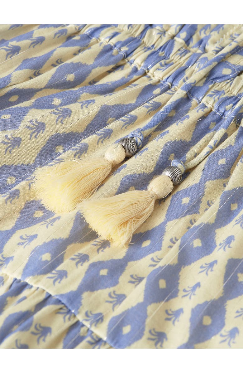 Scotch & Soda Abstract Print Tiered Cotton Blend Maxi Dress, Alternate, color, Cactus Stripe Placed Raffia