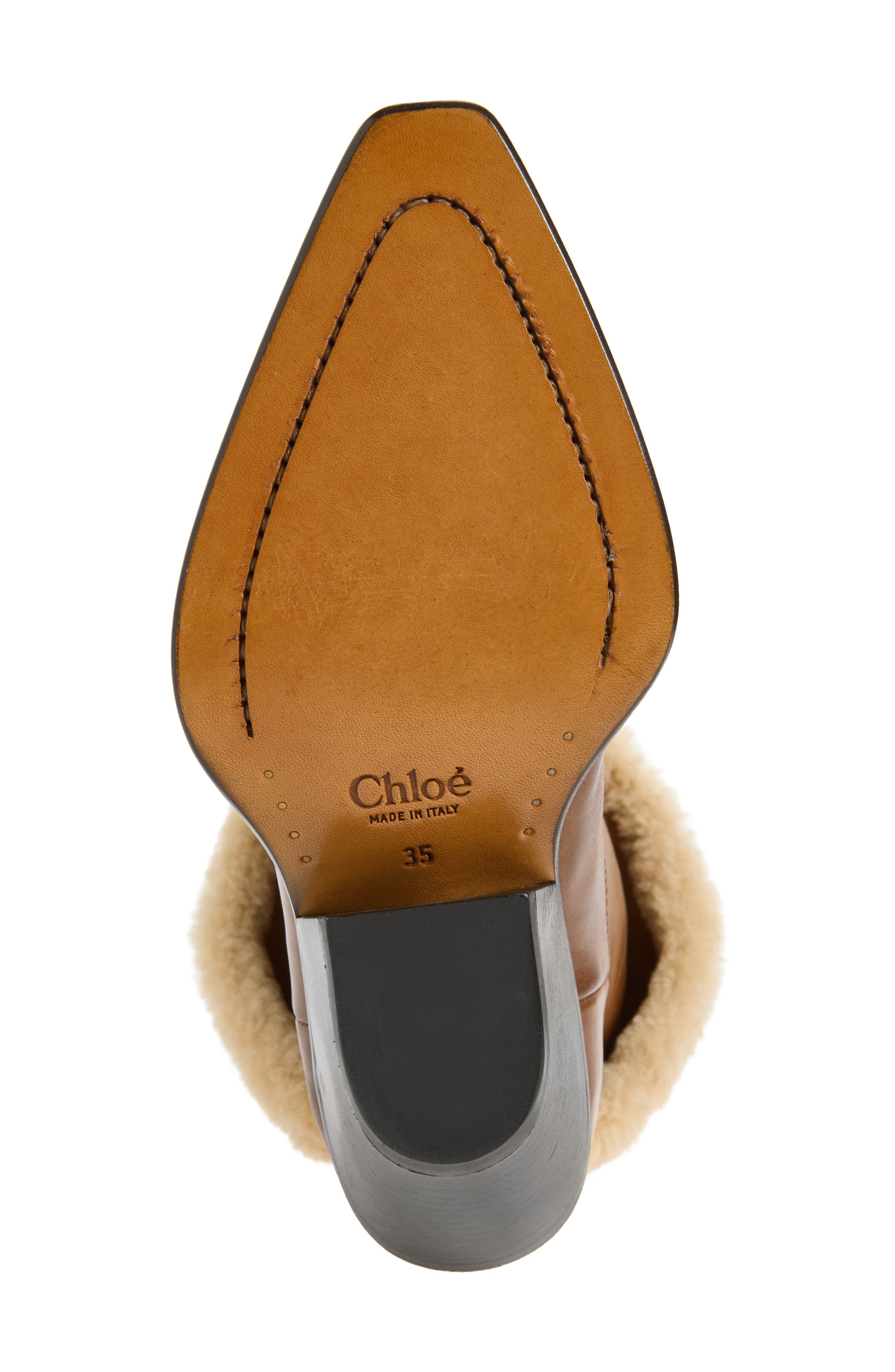 Azelan Genuine Shearling Cuff Western Boot, Alternate, color, AMBER BROWN