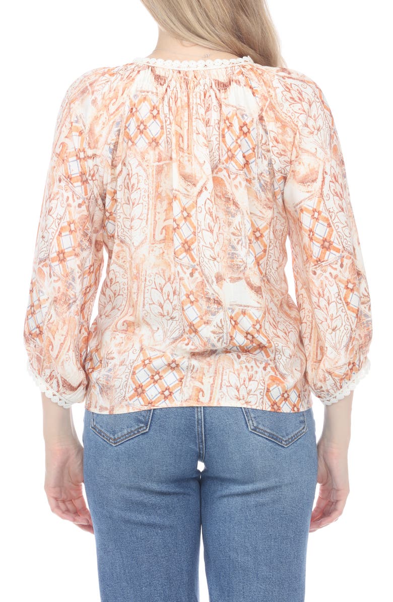 RAIN AND ROSE Floral Print Top, Alternate, color, Tan Print