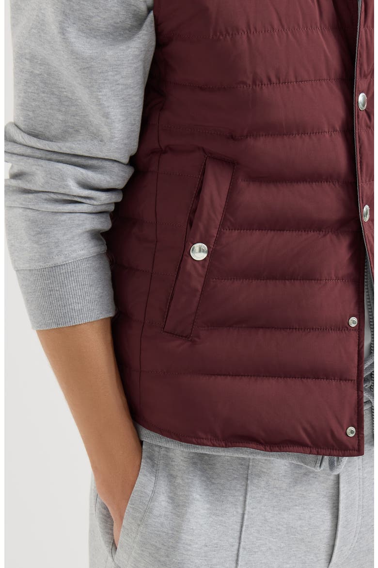 Lightweight techno fabric down vest, Alternate, color, Burgundy