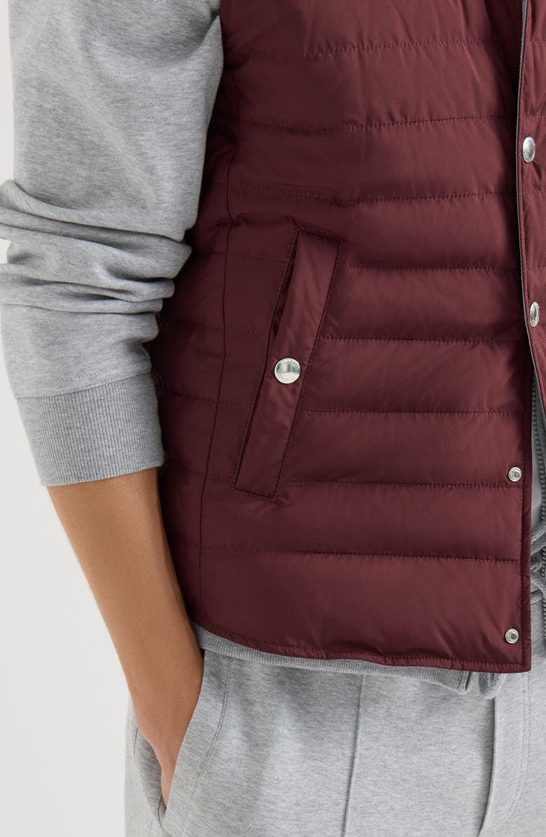 Brunello Cucinelli Lightweight techno fabric down vest, Alternate, color, Burgundy