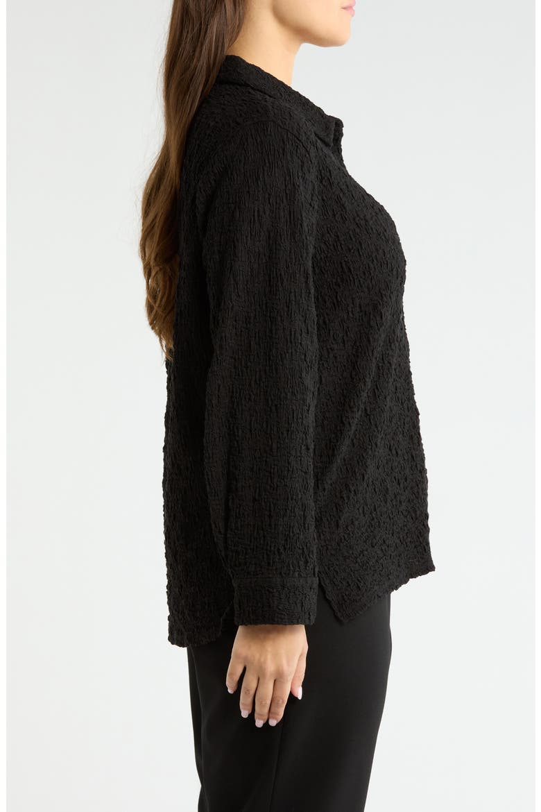 Slim Organic Cotton Blend Knit Button-Up Shirt, Alternate, color, BLACK