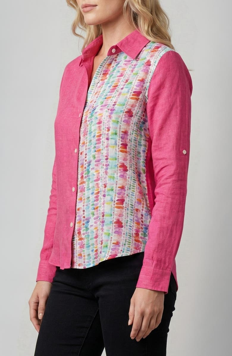 APNY Colorblock Linen Button-Up Shirt, Alternate, color, 