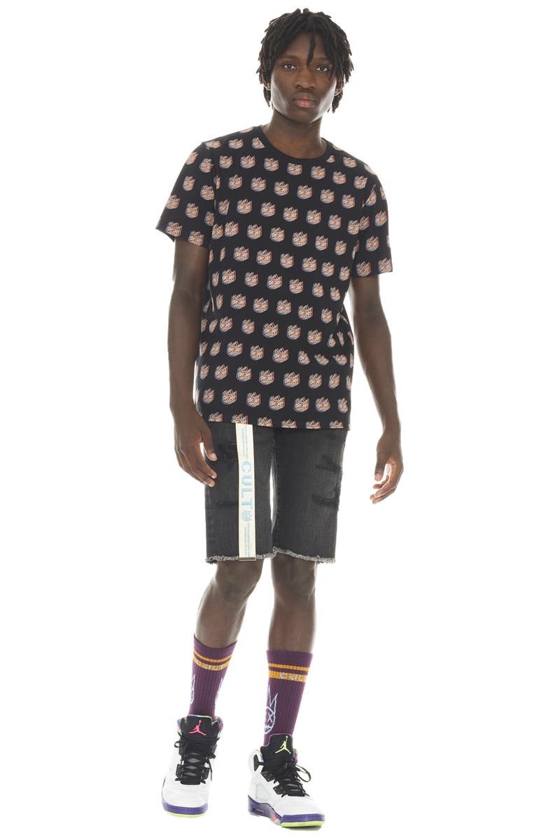 Cult of Individuality Rocker Belted Denim Shorts, Alternate, color, Jet Black