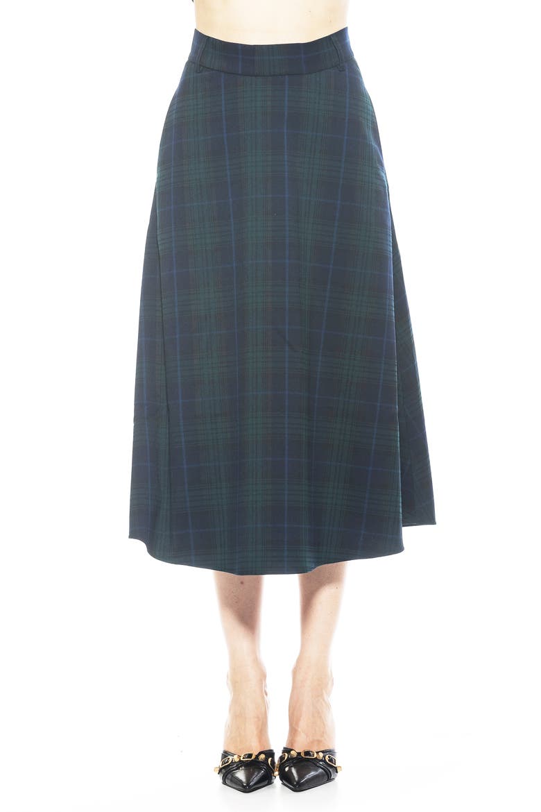 Leonie Plaid A-Line Skirt, Main, color, GREEN PLAID