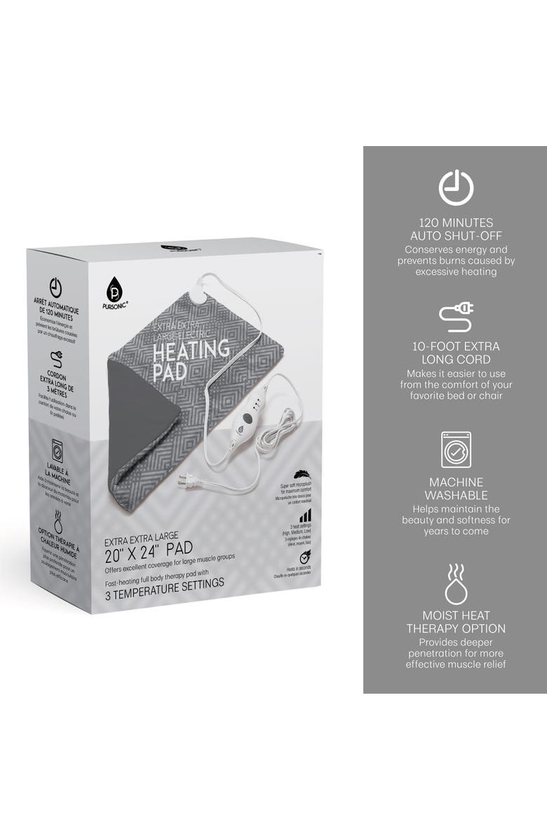 PURSONIC Extra Extra Large Electric Heating Pad, Alternate, color, Grey