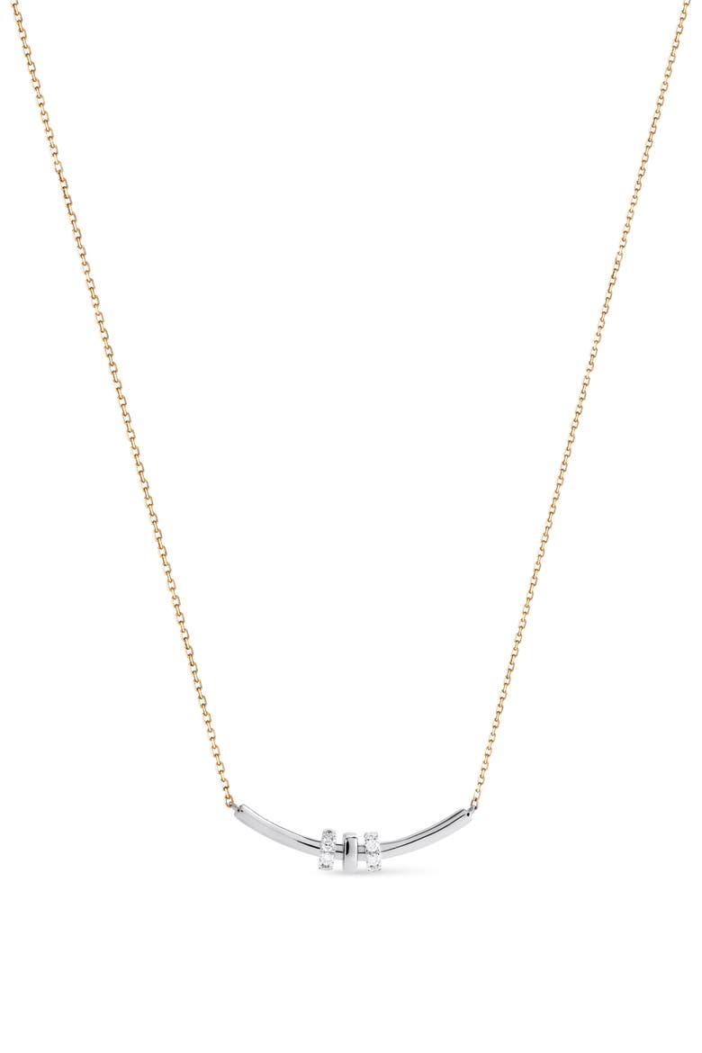 Solid Yellow Gold - Diamond Links Bar Necklace, Main, color, Two-Tone