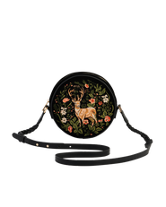 Fable England Aurora Fawn Embroidered Black Circle Bag