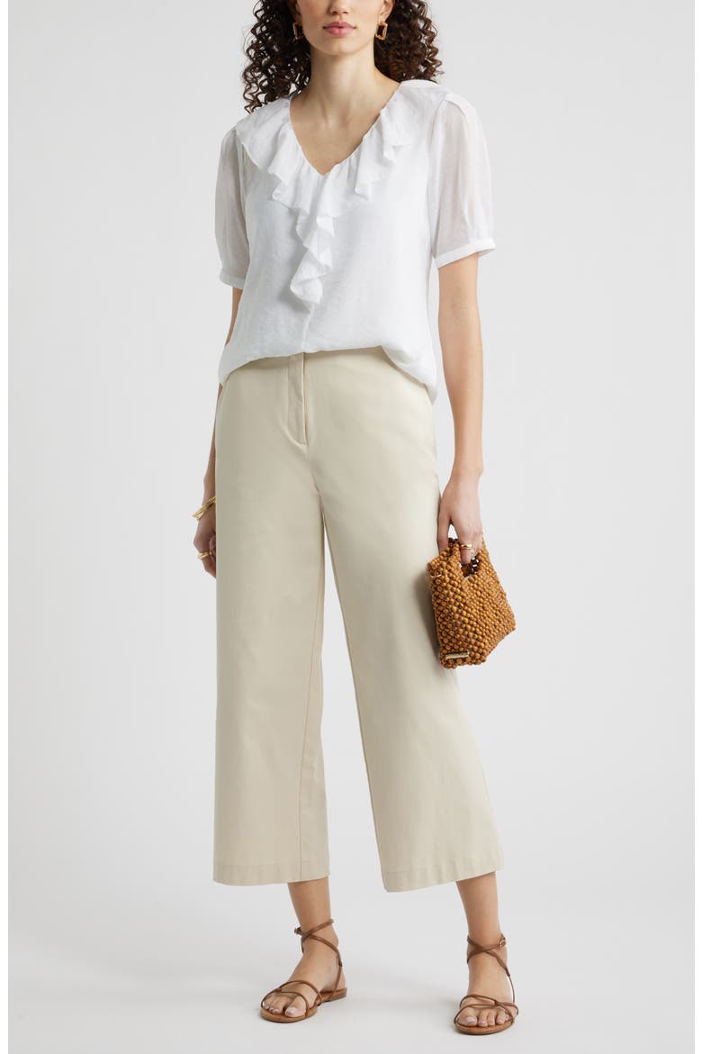 Ruffle Crinkle Semisheer Top, Alternate, color, WHITE