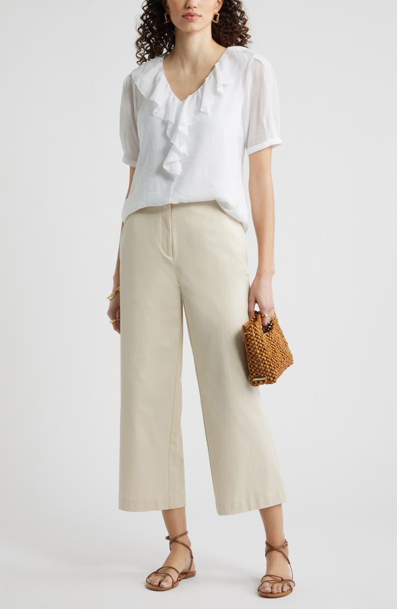 Nordstrom Ruffle Crinkle Semisheer Top, Alternate, color, White