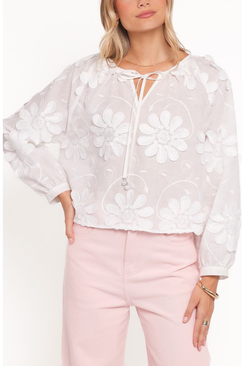 Leire Embroidered Top, Main, color, WHITE