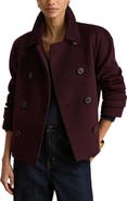 Lauren Ralph Lauren Double Breasted Cropped Wool Blend Coat