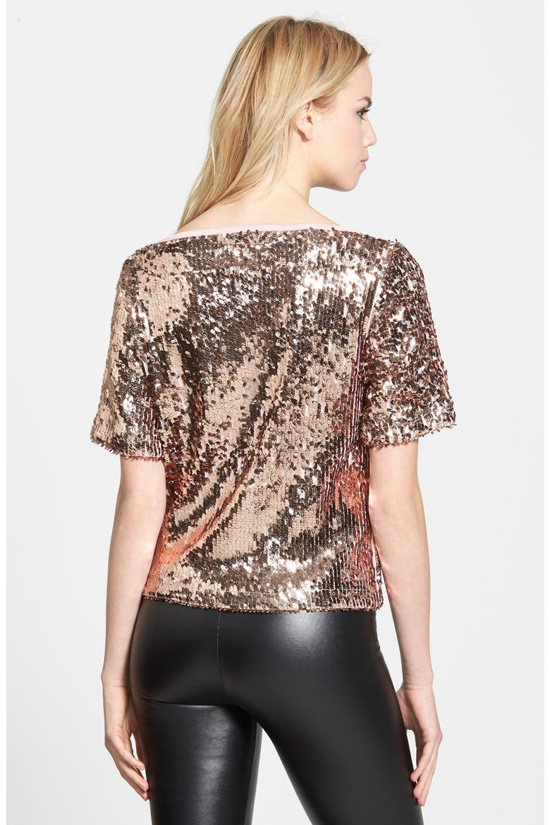 Short Sleeve Sequin Top, Alternate, color, METALLIC BUBBLE